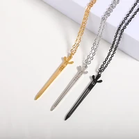 gun sword sickle rose star cloud necklace stainless steel pendant minimalist jewelry for men women girls gifts
