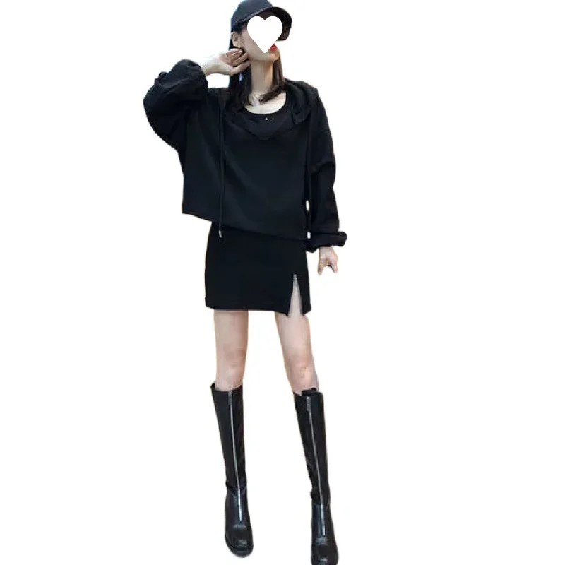 Модная Осенняя коллекция в европейском стиле куртка платье-майка комплект из 2