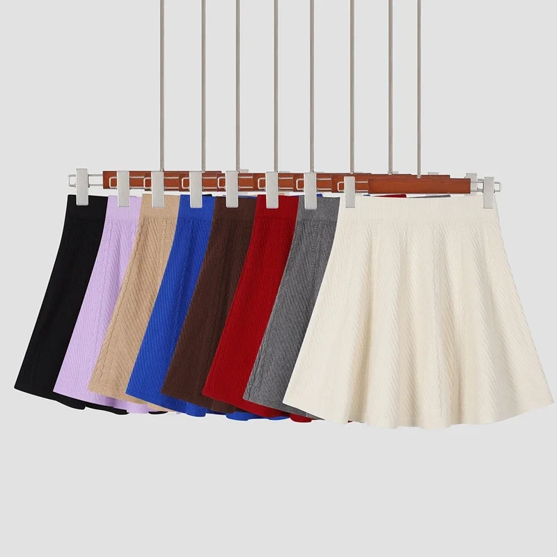 Зимняя плиссированная трикотажная юбка женская сексуальная эластичная