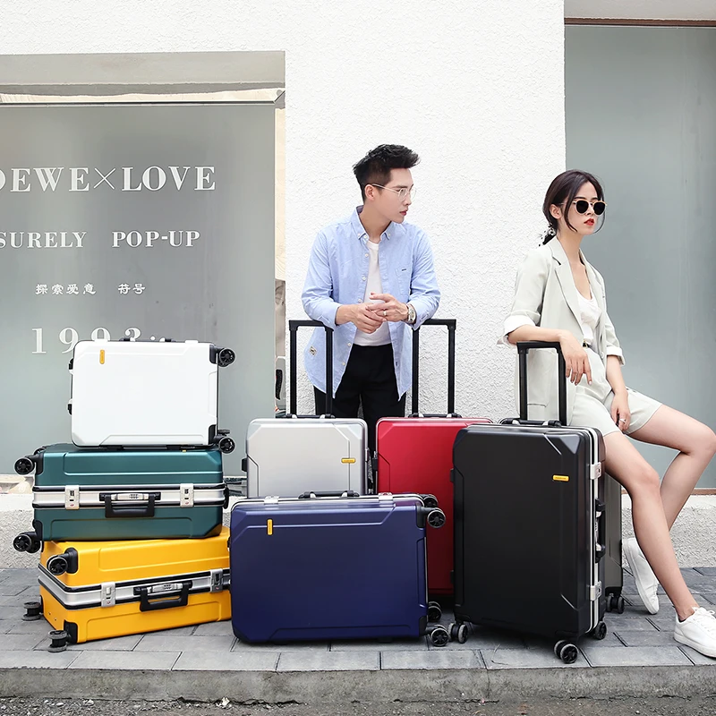 

Travel Luggage fashion trend 24 inch suit aluminum frame trolley for men and women small 20 inch cabin suit