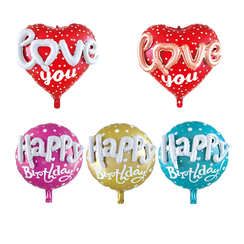 22 Inch Round Heart Foil Balloons with HAPPY LOVE Letter Helium Globos Baby Shower Wedding Valentine's Day Birthday Party Decor