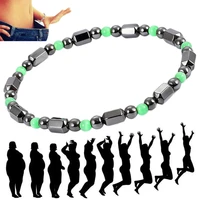black magnet beaded bracelet for women men weight loss anklet bracelets gallstone slimming acupoints therapy pain relief bangles