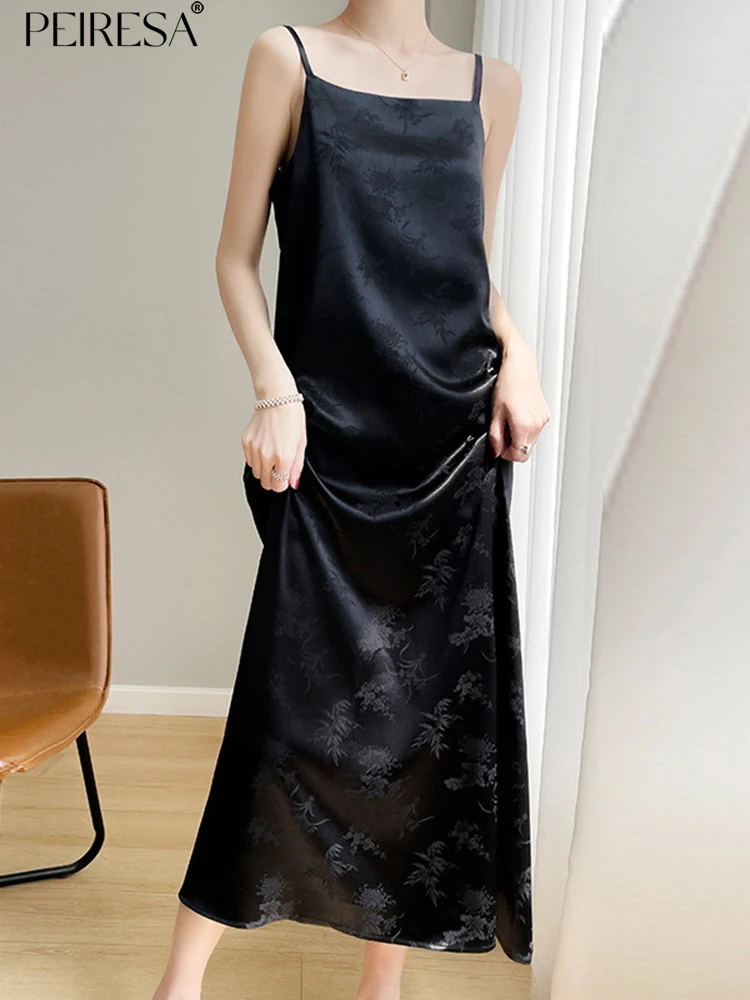 

Женское жаккардовое платье на бретельках PEIRESA, Элегантное Длинное атласное шелковое платье во французском стиле без рукавов, лето 2023