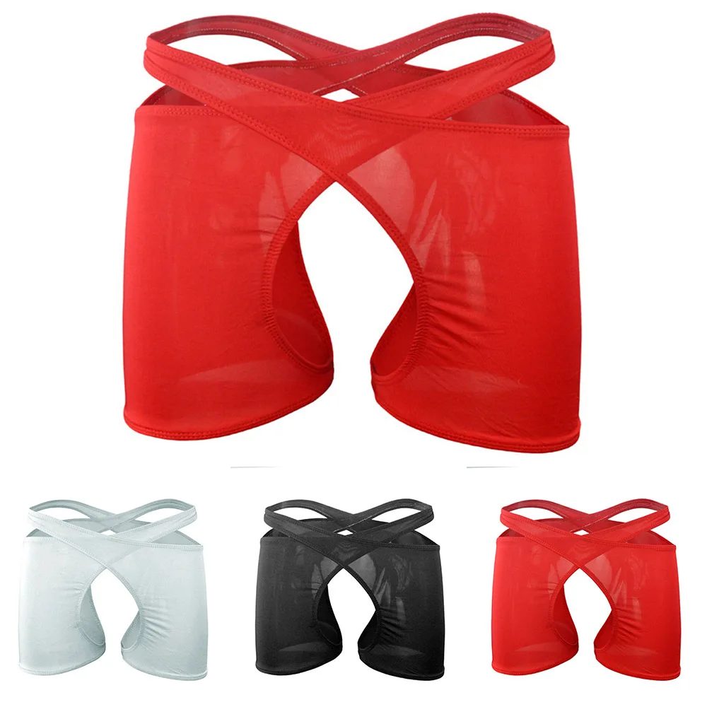 

Mens Low Rise Smooth Elastic Waist Breathable Panties Underwear Solid Color Boxer Shorts Trunks Briefs Underpants Cross