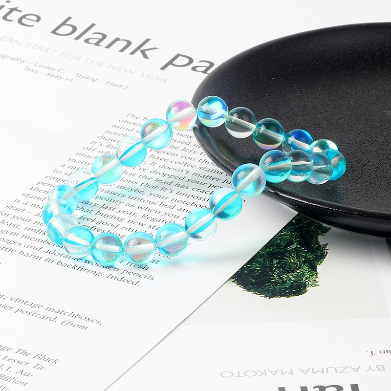 

Natural Green Flash Stone Bracelets for Women Original Labradorite Energy Bracelets Men Reiki MoonStone Couple Beaded Jewelry