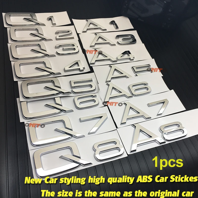 

1Pcs Car Tail Boot Words Emblem Sticker Auto Rear Trunk Letter Label Logo For A1 A3 A4 A5 A6 A7 A8 Q1 Q2 Q3 Q4 Q5 Q6 Q7 Q8