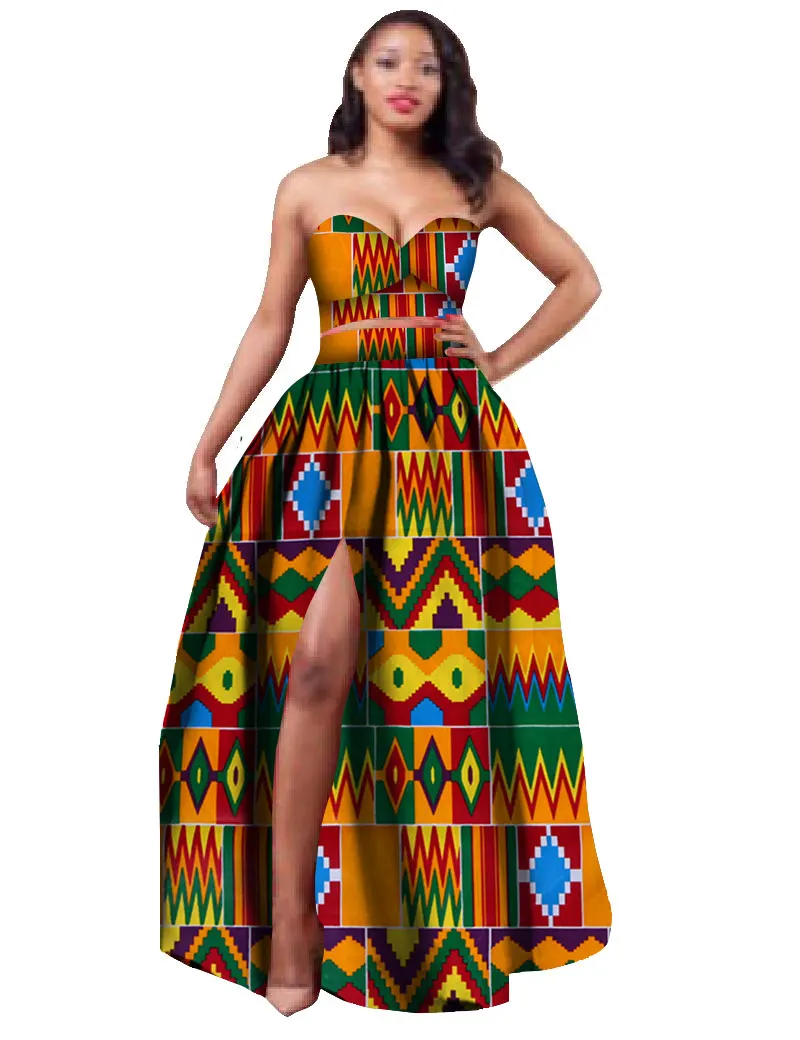 Stock Size Low Price Women Dashiki Bazin Riche Crop Top And Skirt Set 2 Pcs Traditional African Office Suit WY506 | Тематическая