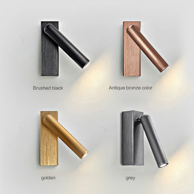 Комнатный настенный светильник вращающийся на 350 ° алюминиевый с выключателем