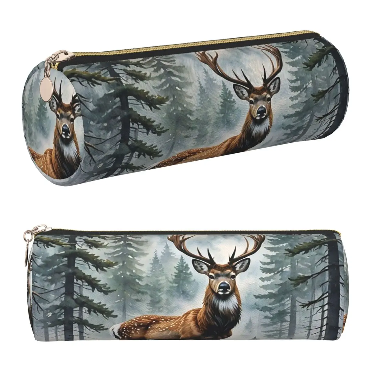 Фото Пеналы для карандашей и ручек с изображением оленя в осеннем лесу, вместительные, для хранения канцелярских принадлежностей, для детей №1