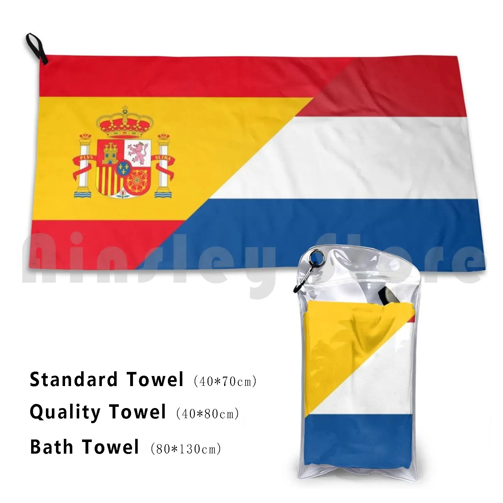 

Half Dutch Half Spanish Custom Towel Bath Towel Spain Holland Netherlands Spanish Es Dutch Flag Espa  Ol Half