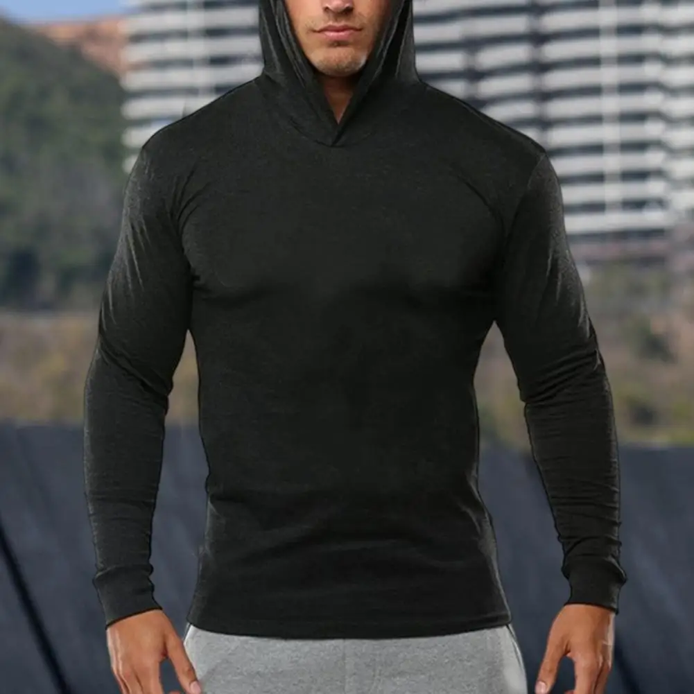 

Autumn Sweatshirt Casual Men Tops Fitness Trendy Skin-touch Long Sleeves Autumn Hoodie Daily Garment