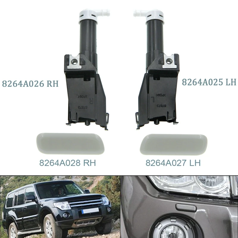 

Headlight Washer Spray Nozzle With Cover Cap For Mitsubishi For Pajero Shogun V96 V97 2006-2019 8264A026 8264A025