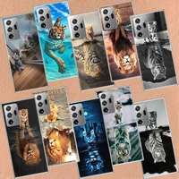 lion tiger king clear silicone phone case for galaxy note 20 ultra 10 lite 9 8 m52 m51 m32 m31s m30s m21 m12 m11 samsung j8 j6 p