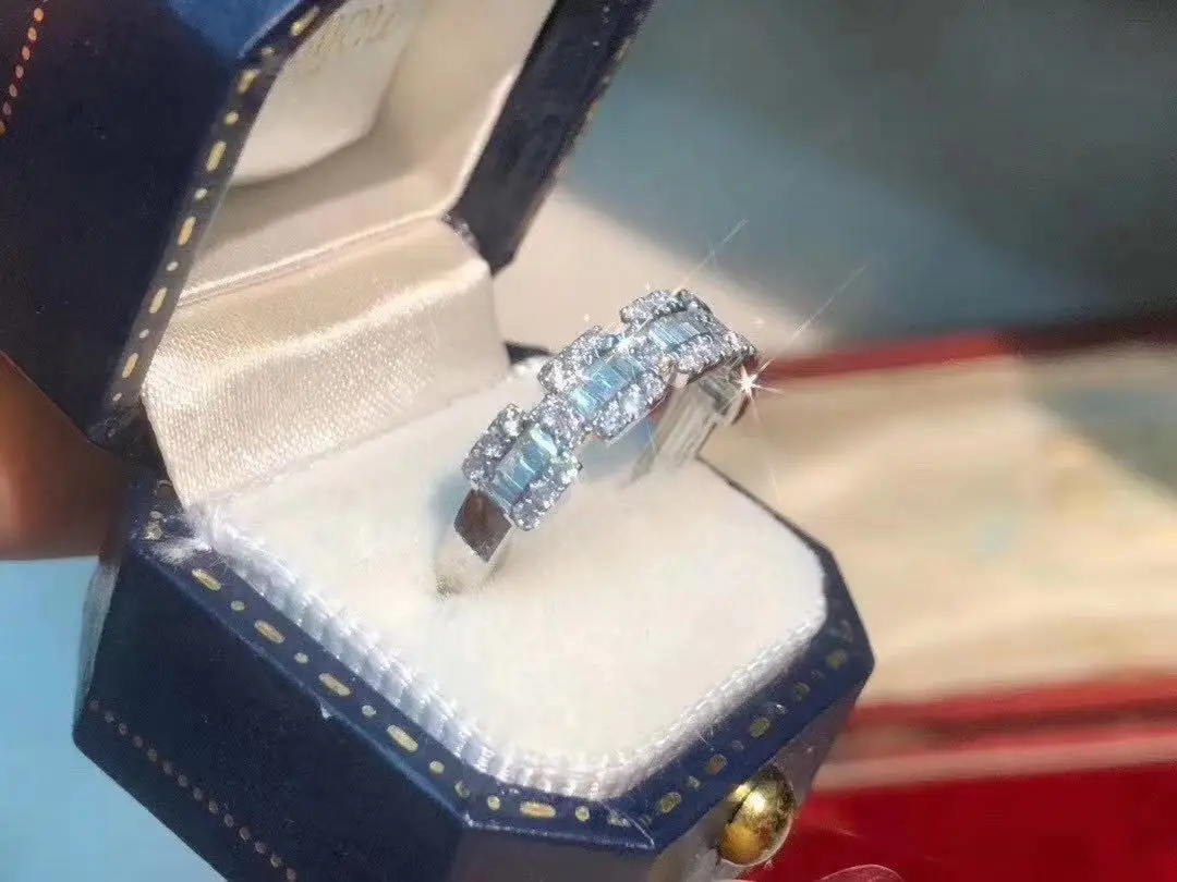 

DIWENFU Luxury Brand 14K White Gold 2carat Cubic Zircon Rings for Women 3 Carats AAA+ Diamond Ring Jewelry Anillos De Anel Box