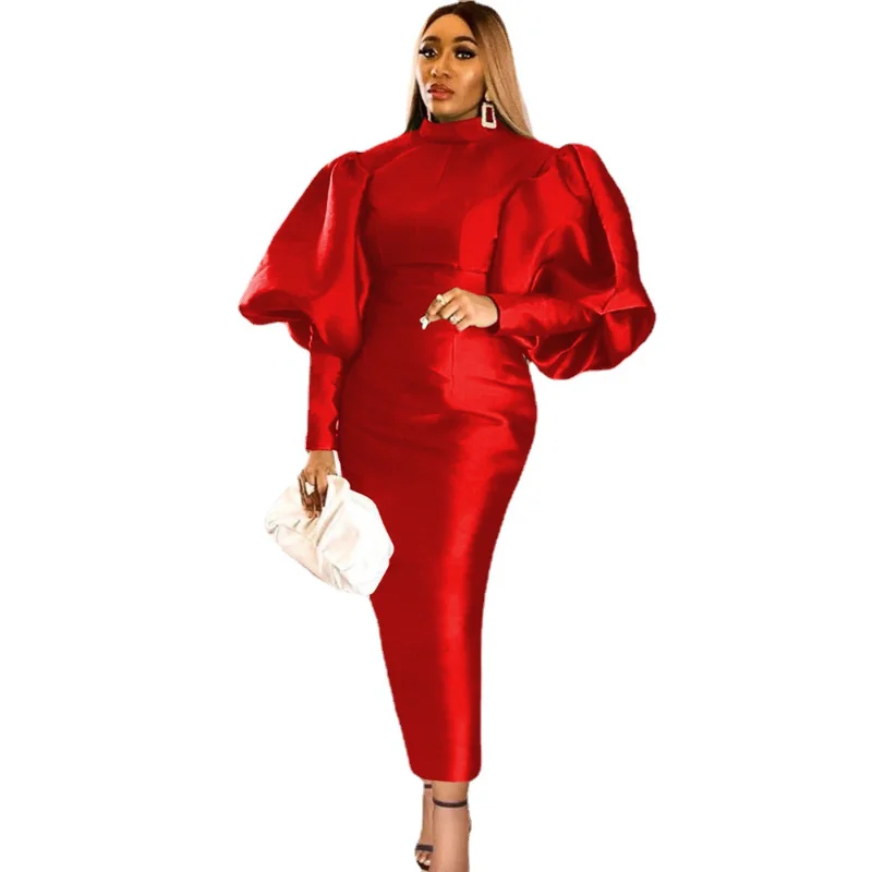 

Модное зеленое платье-макси с пышными рукавами для женщин, элегантное женское вечернее платье, сексуальная женская юбка-карандаш для девуш...