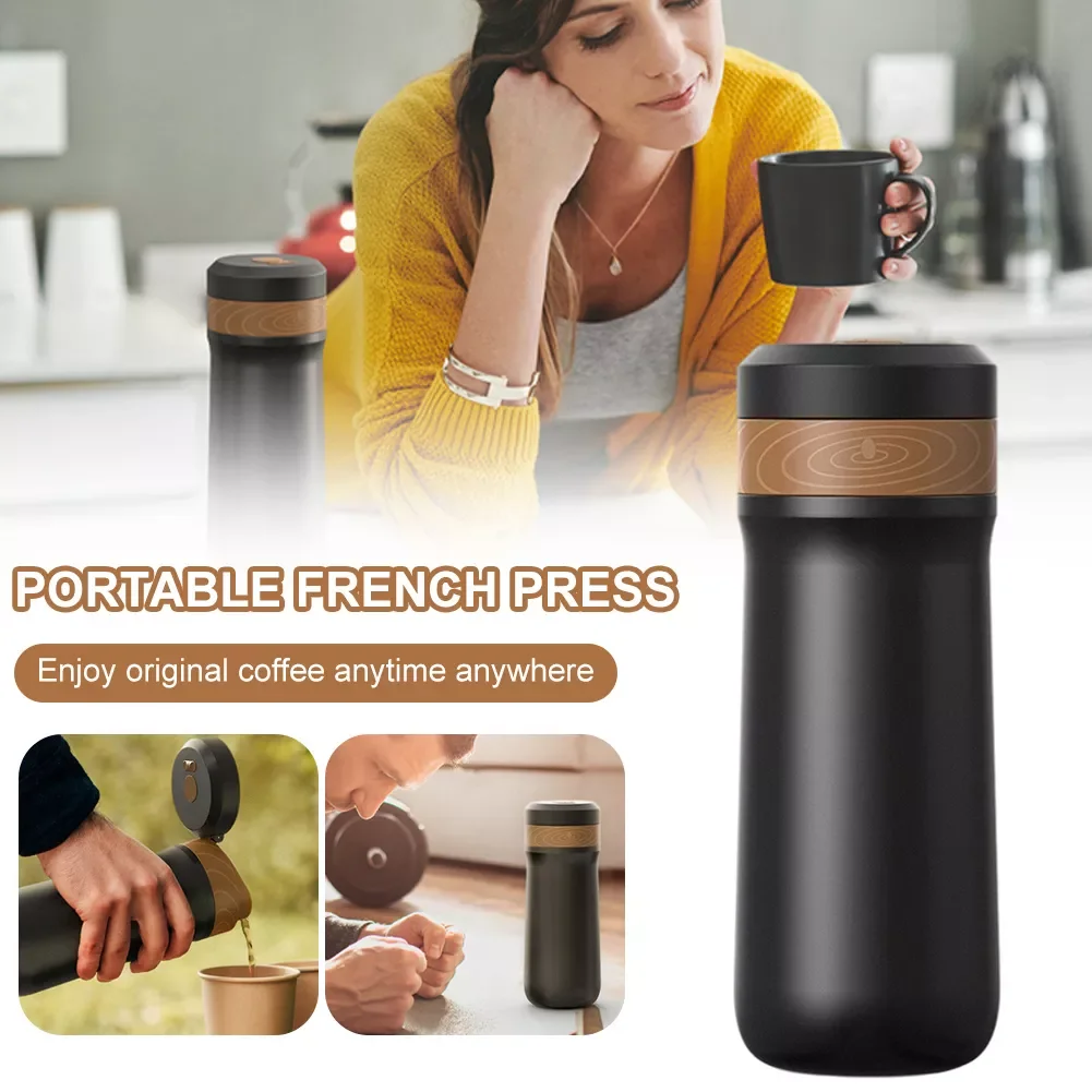 

Portable French Press Coffee Maker Stainless Steel Coffee Press Leakproof Insulated Travel Coffee Vacuum Kettle Outdoor