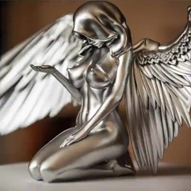 

Статуэтки и миниатюры, серебряные крылья ангела, поделки из смолы, настольные украшения, садовые украшения, домашний декор, ангел, кабошон, П...