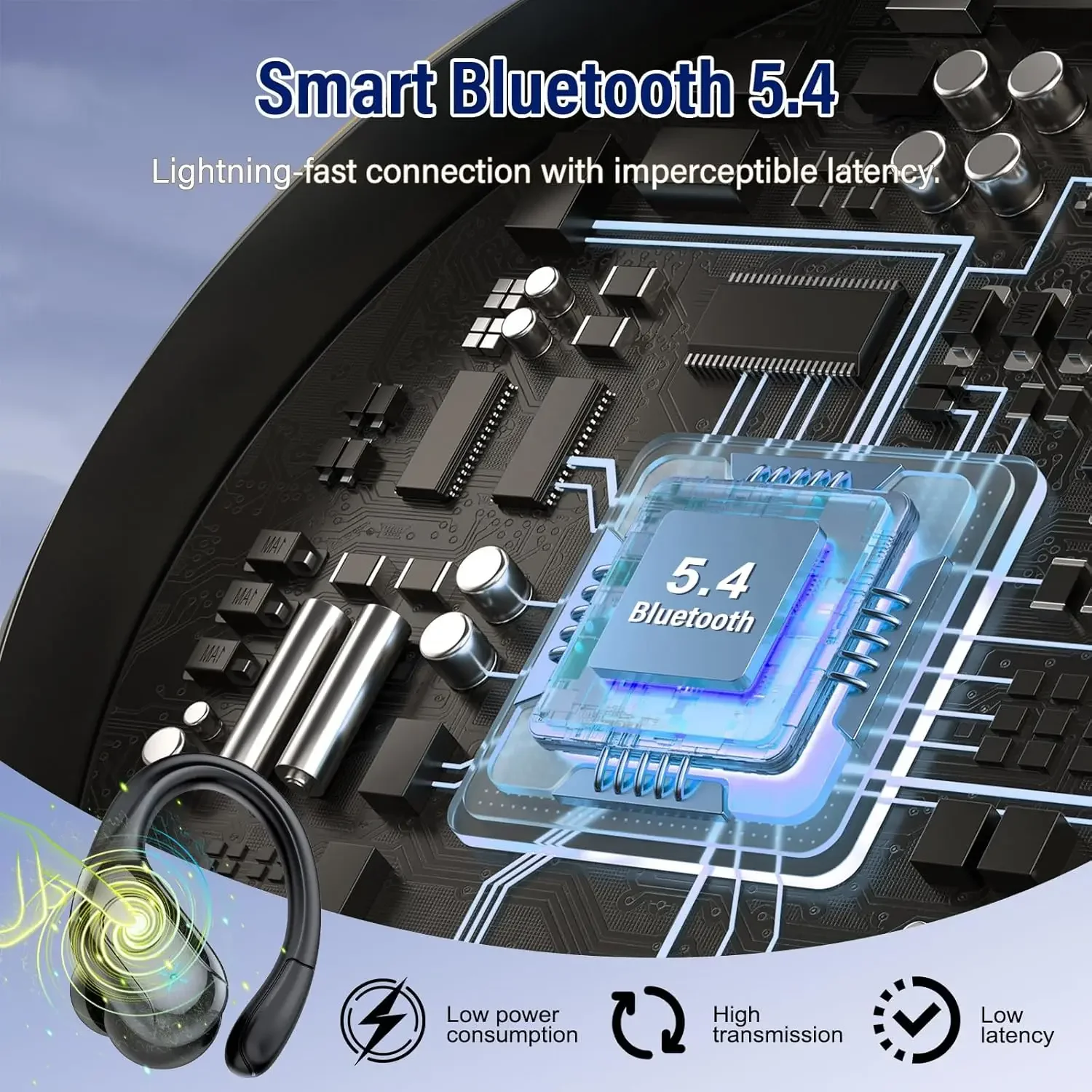 Фото T12 TWS Bluetooth наушники с микрофоном спортивные ушные крючки светодиодный дисплей беспроводные наушники Hi-Fi стерео наушники IPX7 водонепроницаемые гарнитуры №4