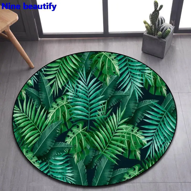 

Tropical Rainforest Leaves Round Carpet rug tapis Children Play Carpet Living Room Bedroom Large Carpet Photography Props Carpet