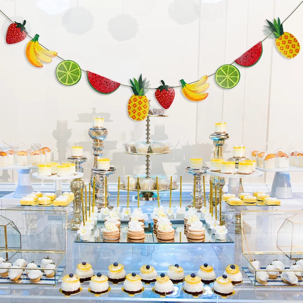 

Party Fruits Banner Summer Decoration Theme Flag Decor Hanging Fruit Bunting Tropical Flags Glitter Banners Watermelon Banana