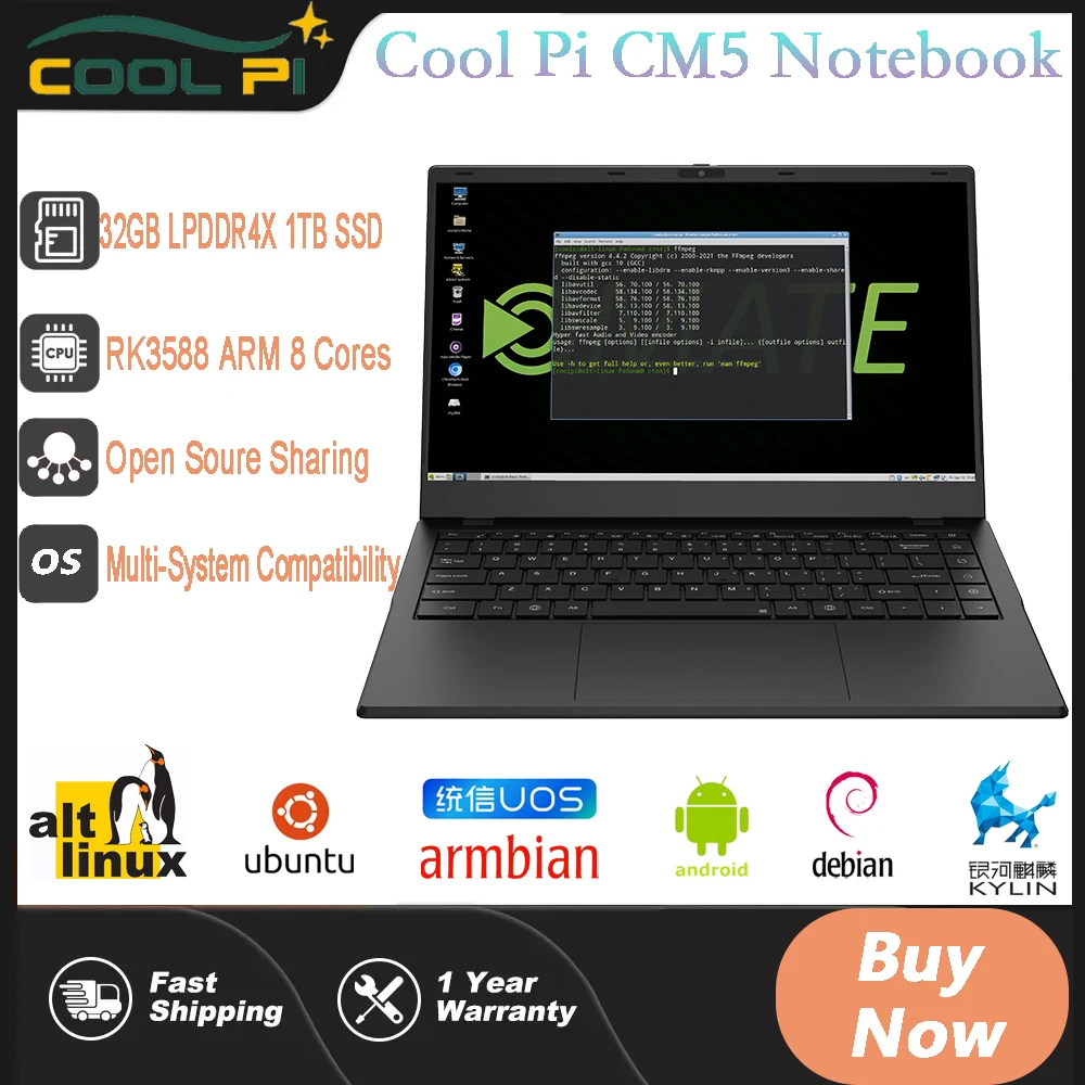 Ноутбук ARM Linux большой емкости, 14 дюймов, чип ARM RK3588, 32 ГБ ...