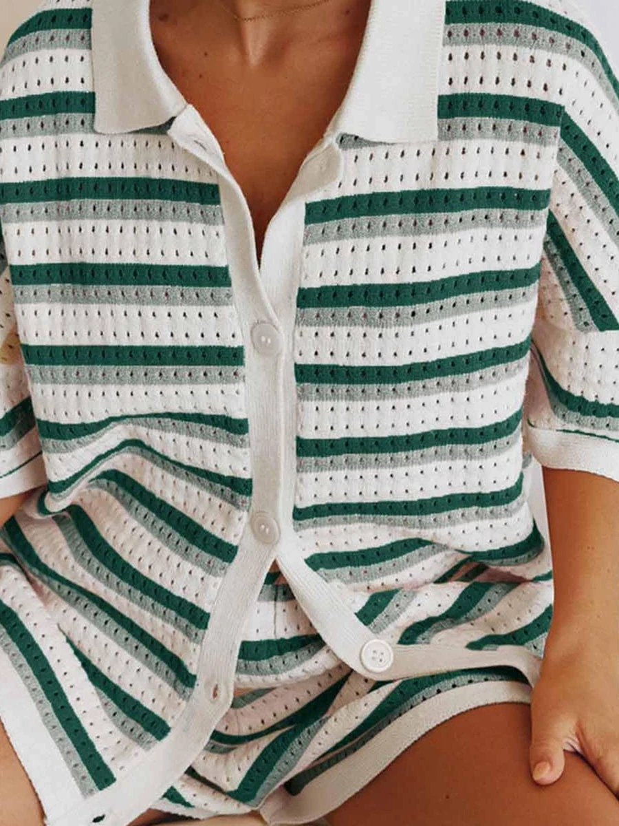 Женский пижамный комплект из 2 предметов костюмы для отдыха летние полосатые