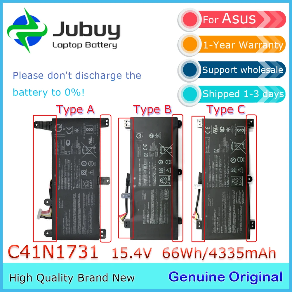C41N1731 Оригинальный аккумулятор для ноутбука 15 4 В 66 Втч Asus ROG Strix GL504 GL504GM C41N1731-2