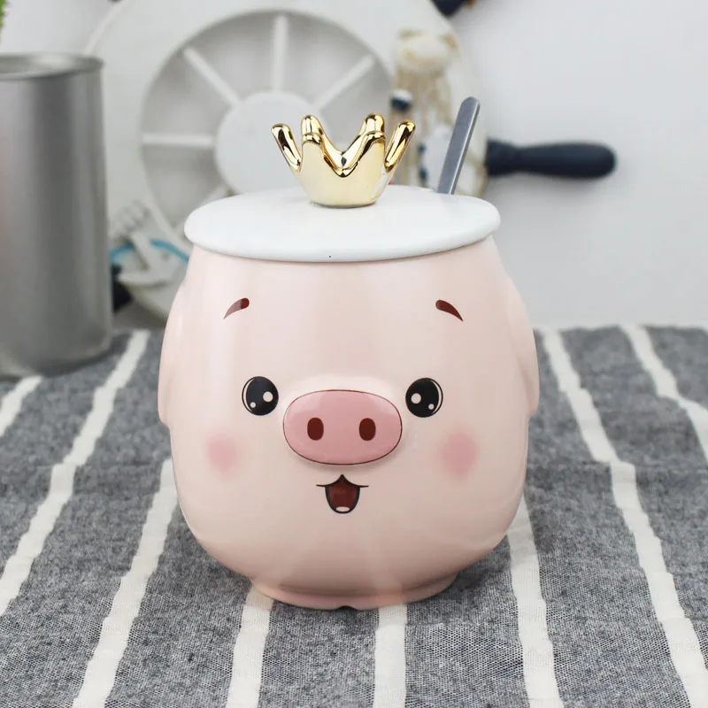 

Пара чашек любовь свинка для влюбленных керамическая кружка с крышкой однотонный термос кружки чашка кухонный инструмент подарок