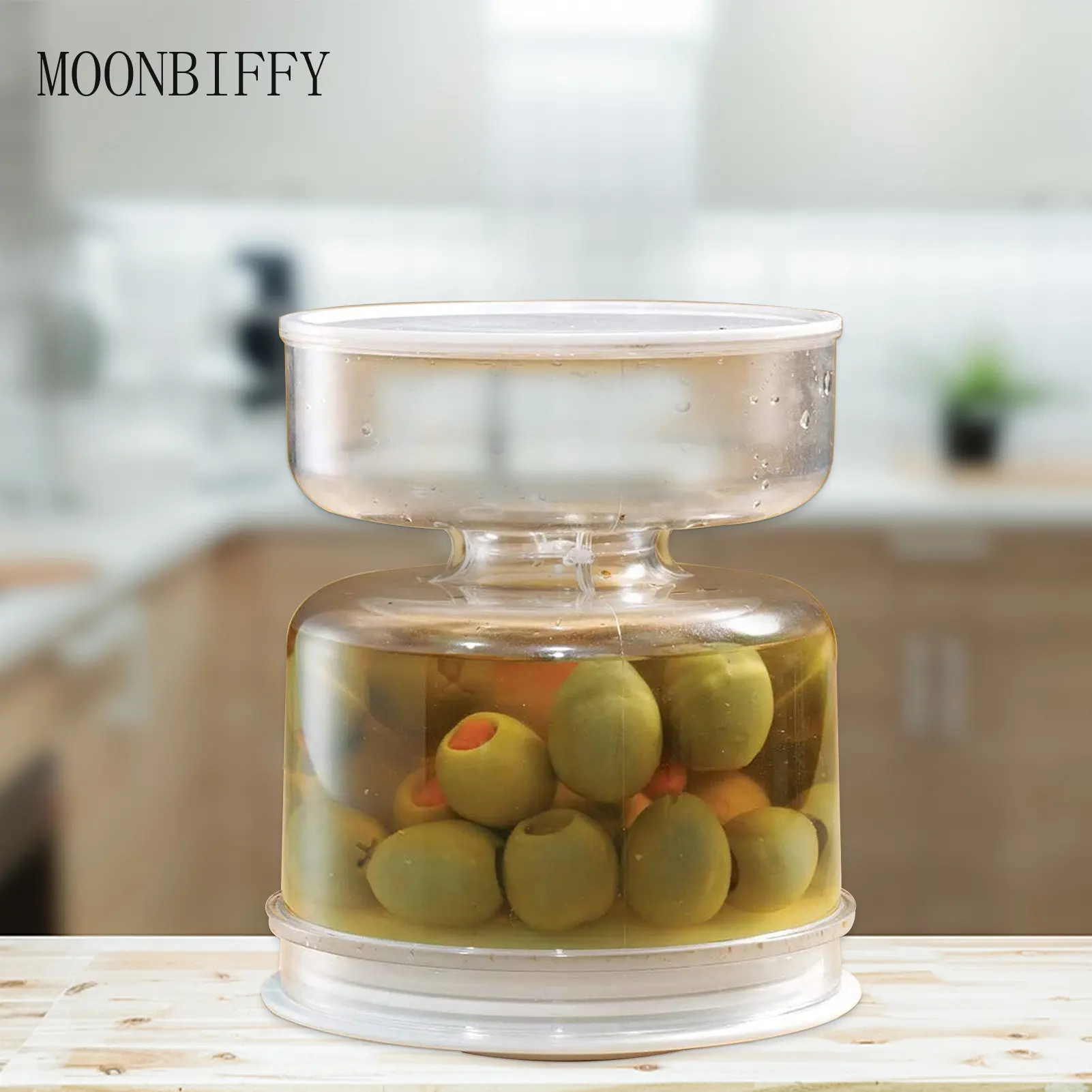 Pickles Jar Dry And Wet Dispenser Pickles Hourglass Jar With Strainer Food Container For Home Kitchen  Separator Small Organizer