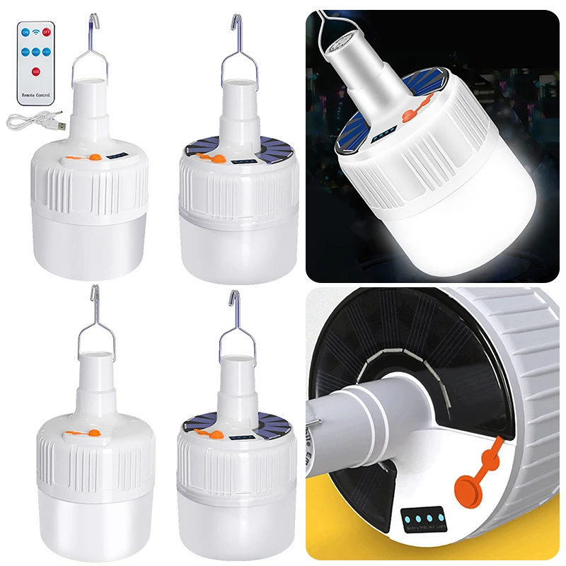

Solar USB LED Bulb Ball Light Waterproof 21W Night Market Stall Lamp Power Display Work Repair Light with Hook for Camp Picnic