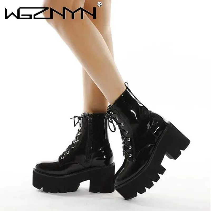 НОВЫЕ женские роскошные ботинки на платформе с боковой молнией удобные туфли