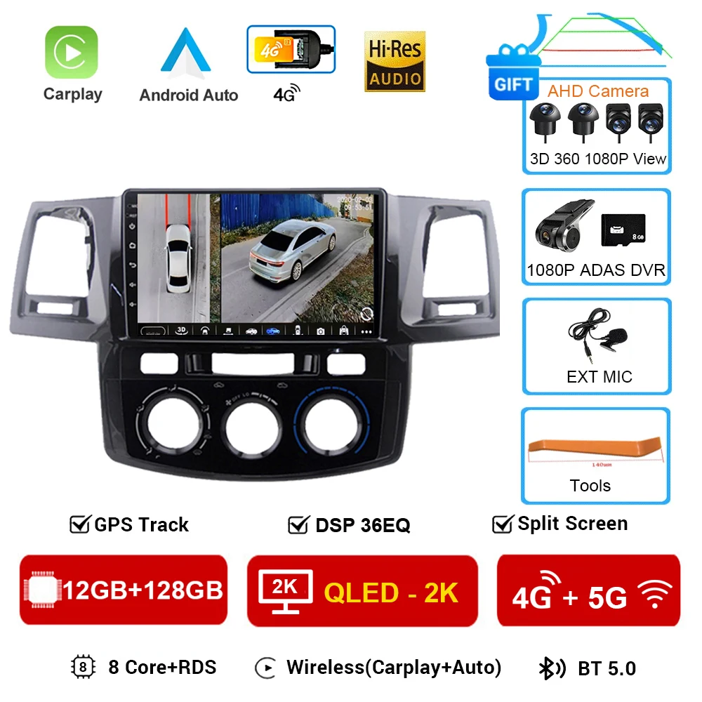 

Автомобильный радиоприемник 2Din Android 16 для Toyota Fortuner Hilux MT 2007 2008 2012 2014 2015, мультимедийный видеоплеер, GPS-навигация DSP