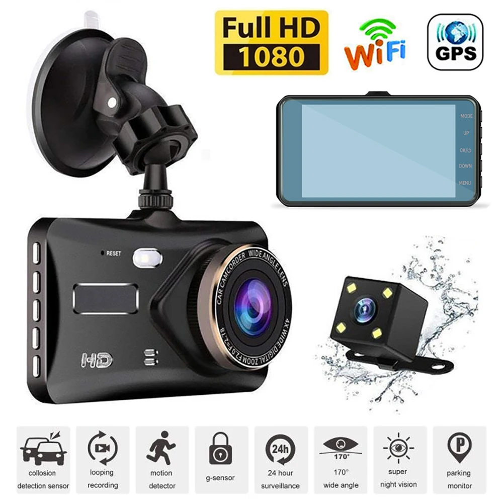 

Видеорегистратор автомобильный, Wi-Fi, GPS, 1080P Full HD