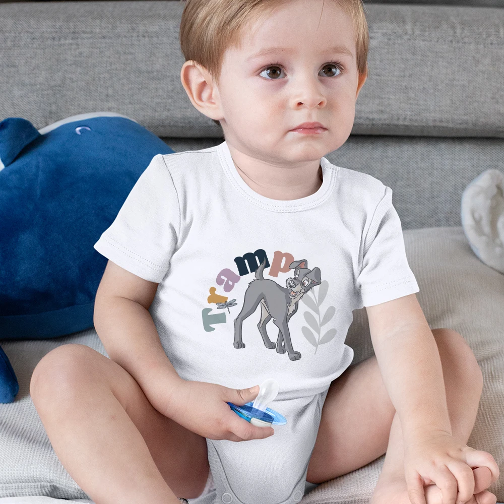 

Creative Casual Disney Cute Baby Girl Boy Onesie Cartoon Lady and The Tramp Fashion Exquisite Short Sleeve Infant Romper