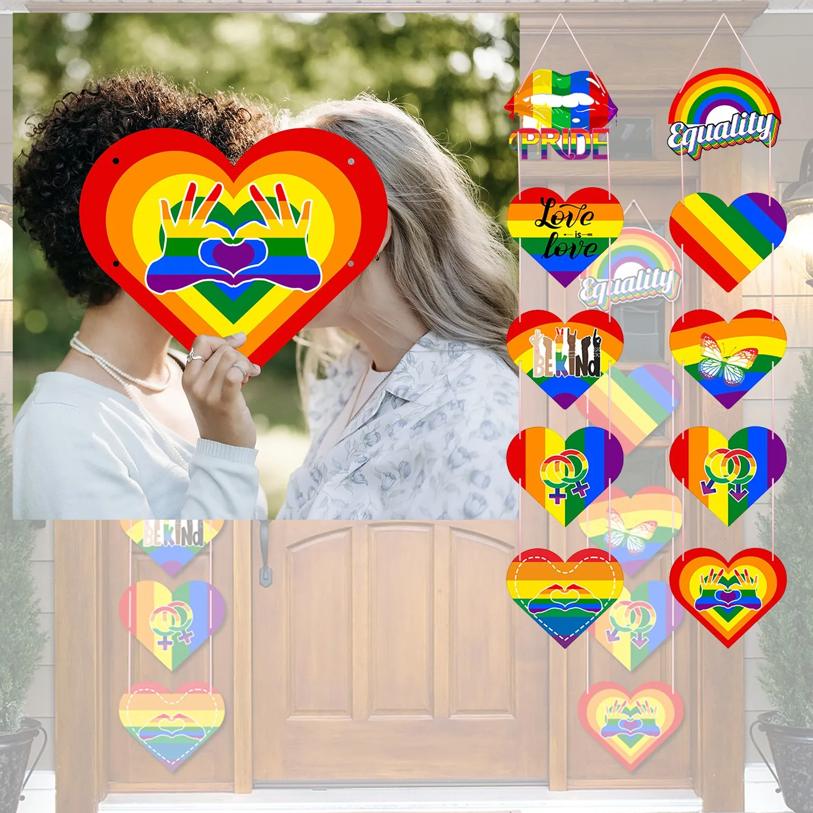 

Рождественская гирлянда Love Is Love, подвесная Вертикальная бумажная дверь, гирлянда для рождественской елки, набор украшений