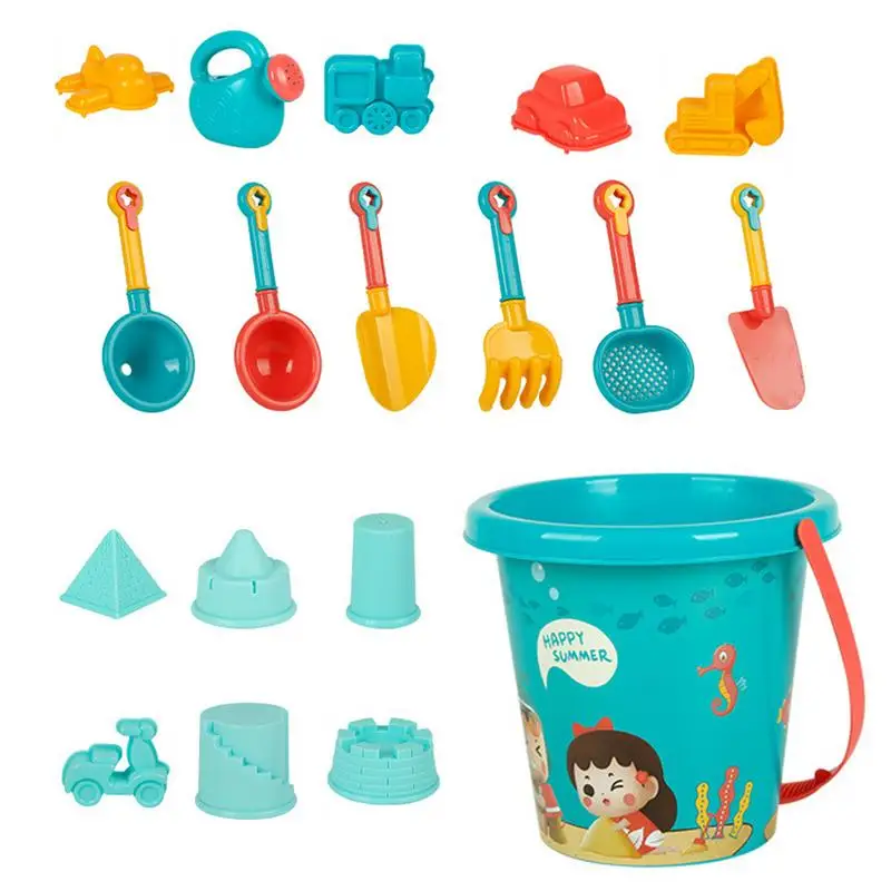 

Beach Toys For Kids 18 Piece Drop-resistant Sand Toys Thickened Design Beach Toys Including Sand Bucket Shovel Set Sand Truck