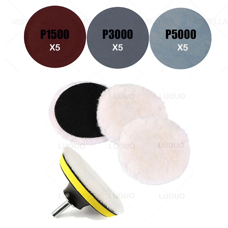 

35Pcs/Set Wool Polishing Pad for Car Beauty Waxing Self-Adhesive Polishing Kit Polisher Machine Car Cleaning Ceramic Coating