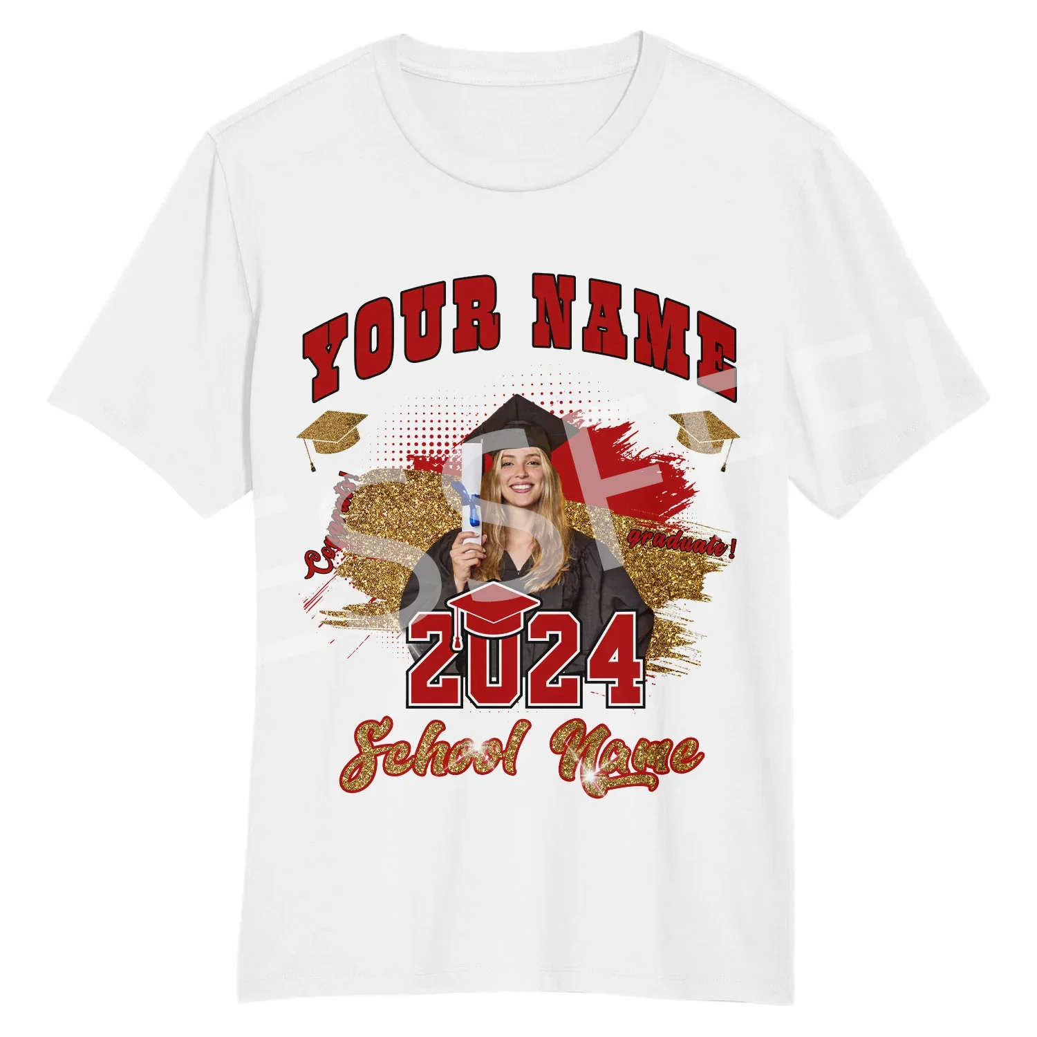 Футболка с коротким рукавом для студентов рисунком имени и фото