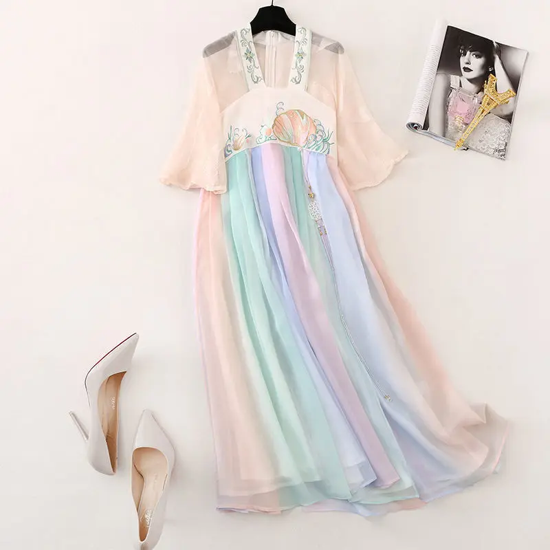 

Women's Ancient Summer Dress 2022 Chinese Traditional Pink Hanfu Chinese Style Embroidered Dress Fairy Costume Women Cosplay