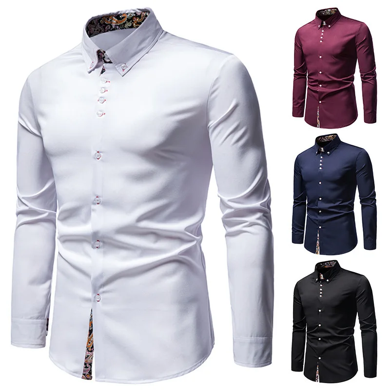 

2023 New Men's Long Sleeve Button Dress Shirt Personality Cute Top Korean Fashion Street Dress Luxury Evening Dress T-shirt