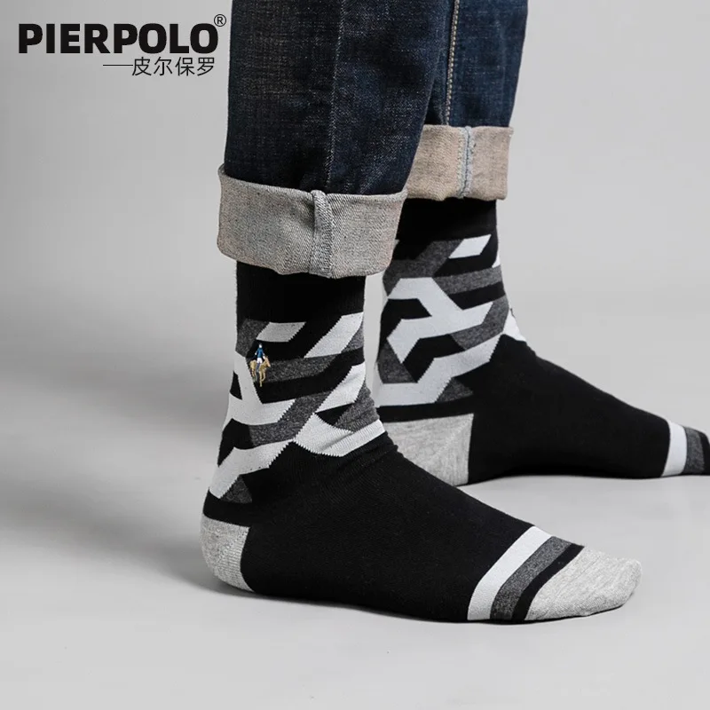 5 pairs of new men's deodorant medium tube socks pure cotton genuine business stripe standard breathable socks hot wholesale