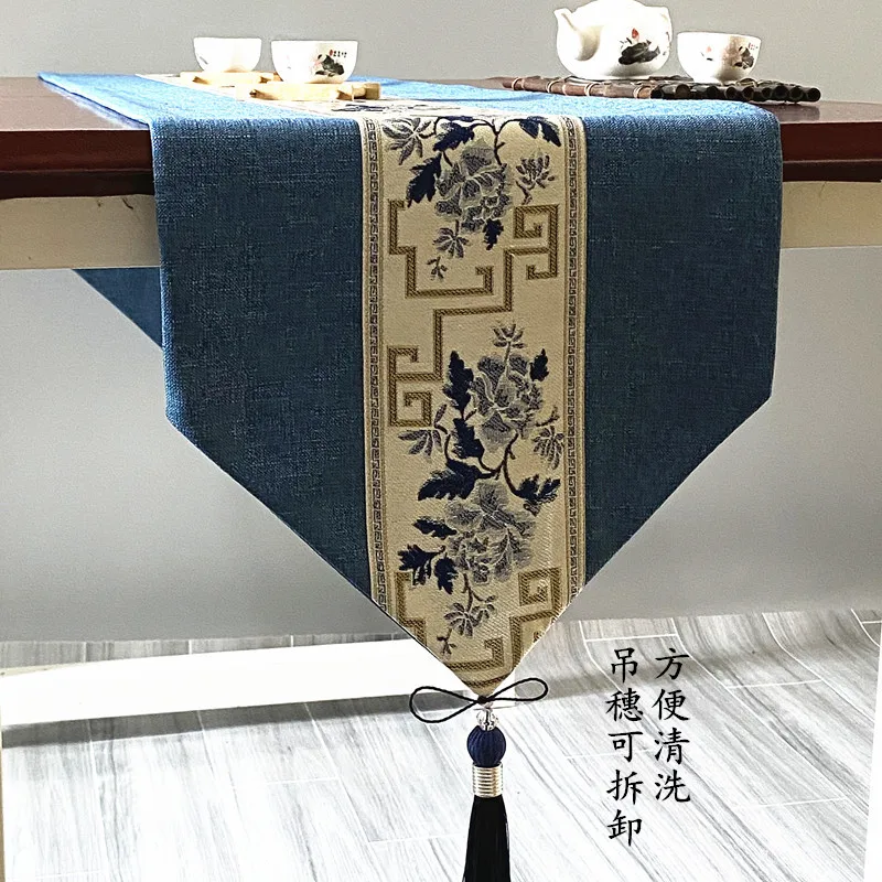 New Chinese Style Table Runner Zen Tea Plancemat Coffee Table Strip Decoration Tea Towel Kung Fu Tea Table