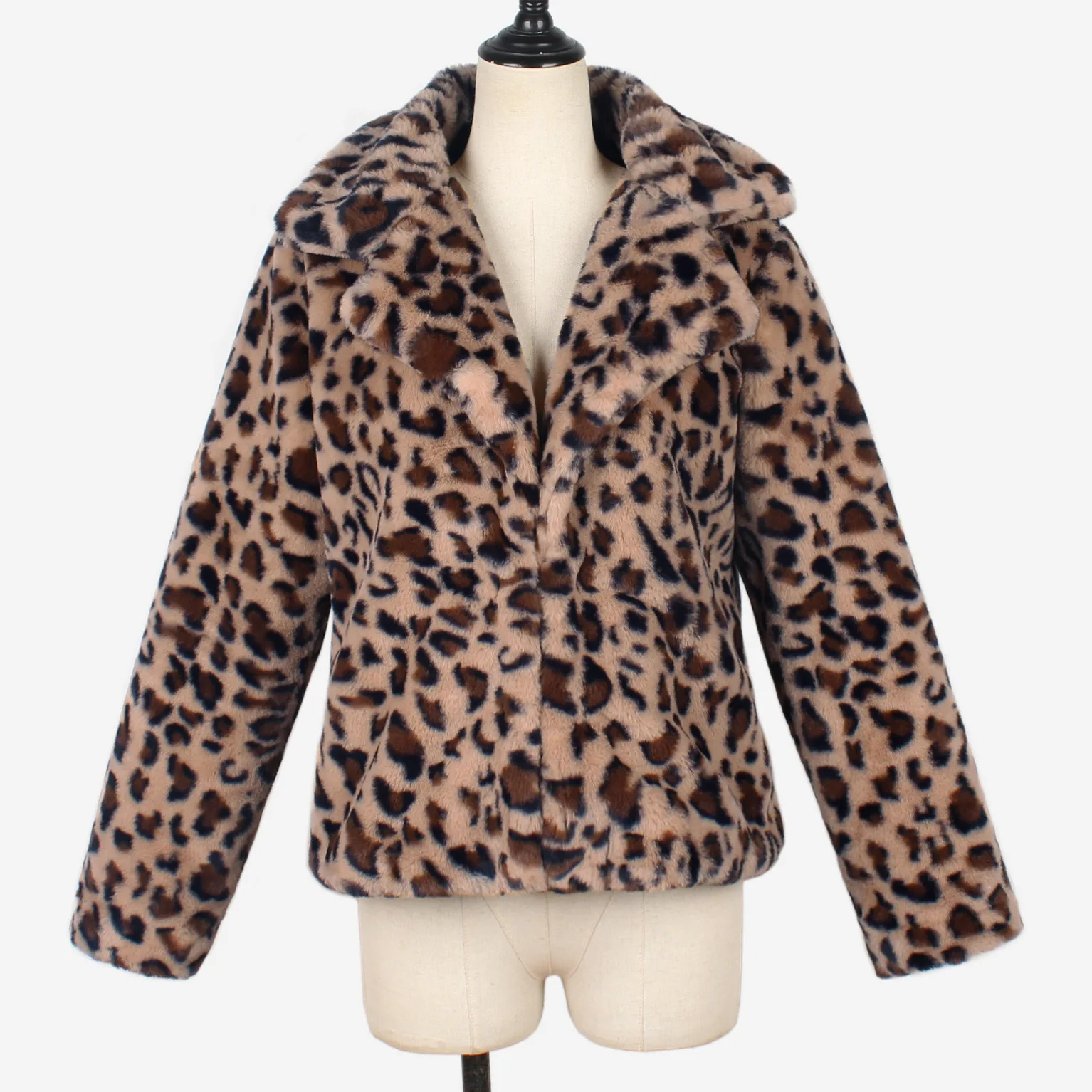 Women's Leather Fur Coat Autumn and Winter Plush Imitation Fur Leopard Print Coat Female Faux Fur Jacket Faux Fur Coat
