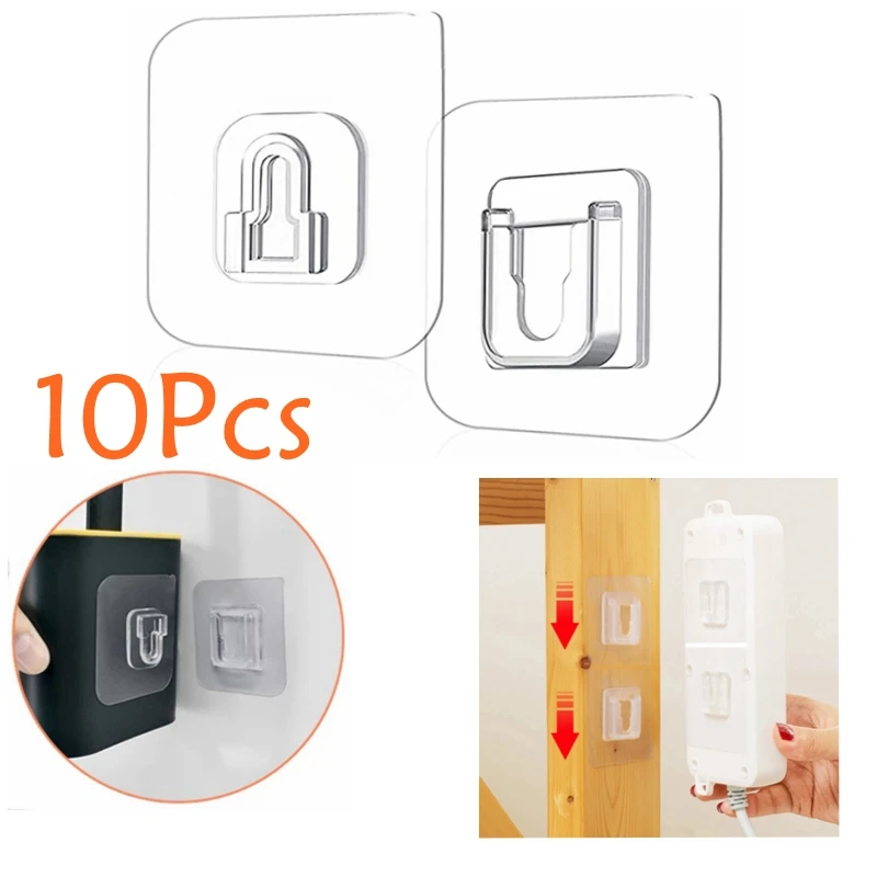 10 Pair Double-Sided Adhesive Wall Hooks Hanger Strong Transparent Hooks Suction Cup Sucker Wall Storage Holder For Kitchen Bath