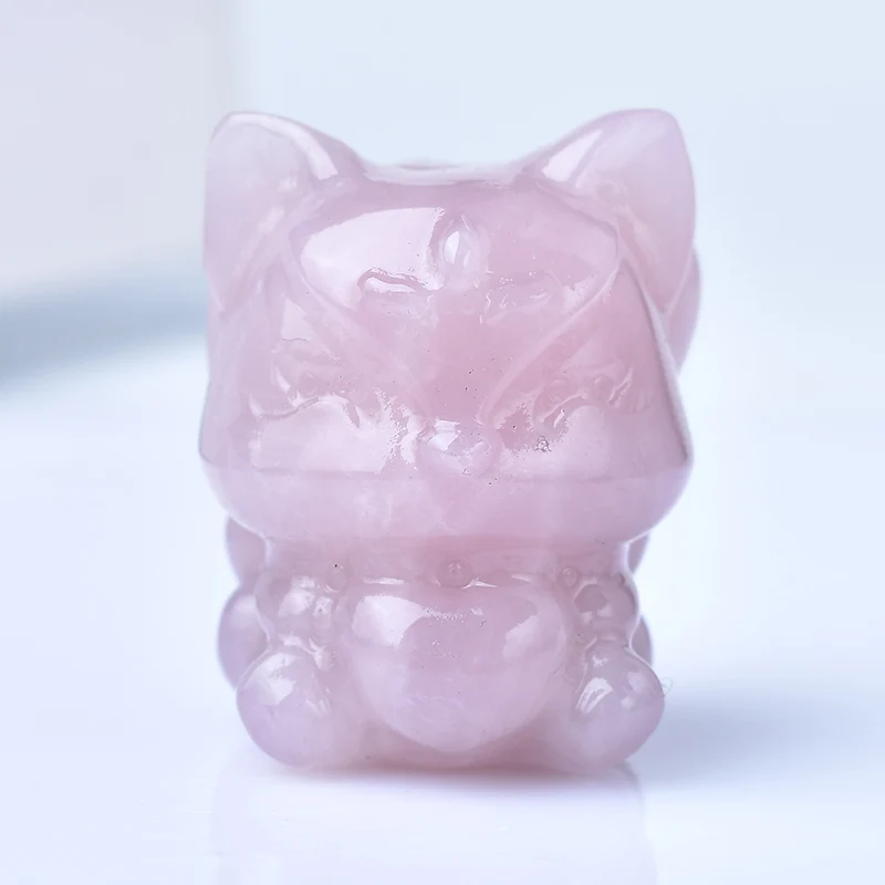 1 шт. натуральный розовый кварц девятихвостая лиса аниме ручка искусственная