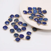 15pcs wholesale natural stone lapis lazuli irregular round faceted pendant necklace earrings for jewelry making gift