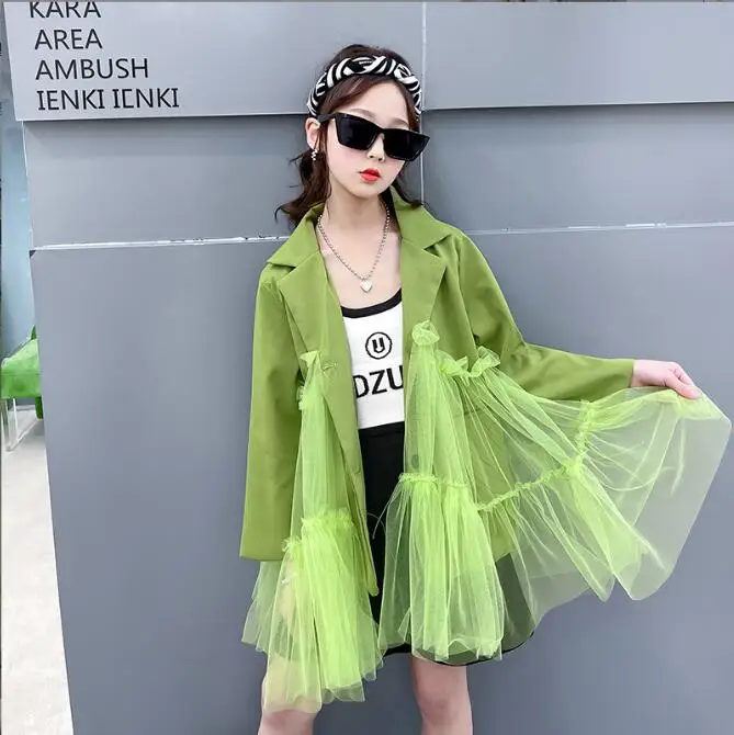 Женский блейзер составного кроя с поясом хлопковая вуаль в Корейском стиле