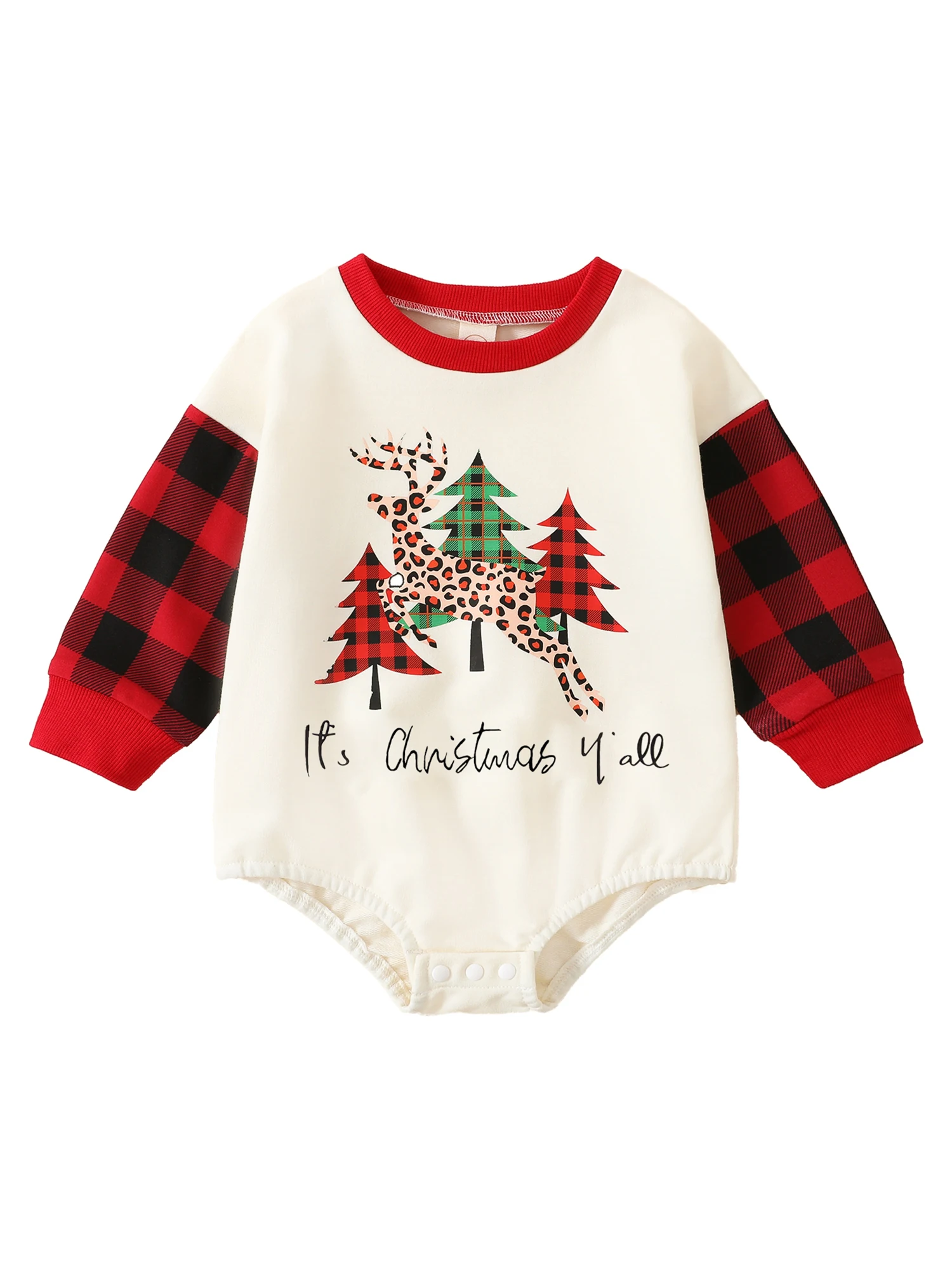 

Txlixc Baby Boys Girls Christmas Romper Long Sleeve Crew Neck Christmas Tree Print Bodysuit Jumpsuits Outfits