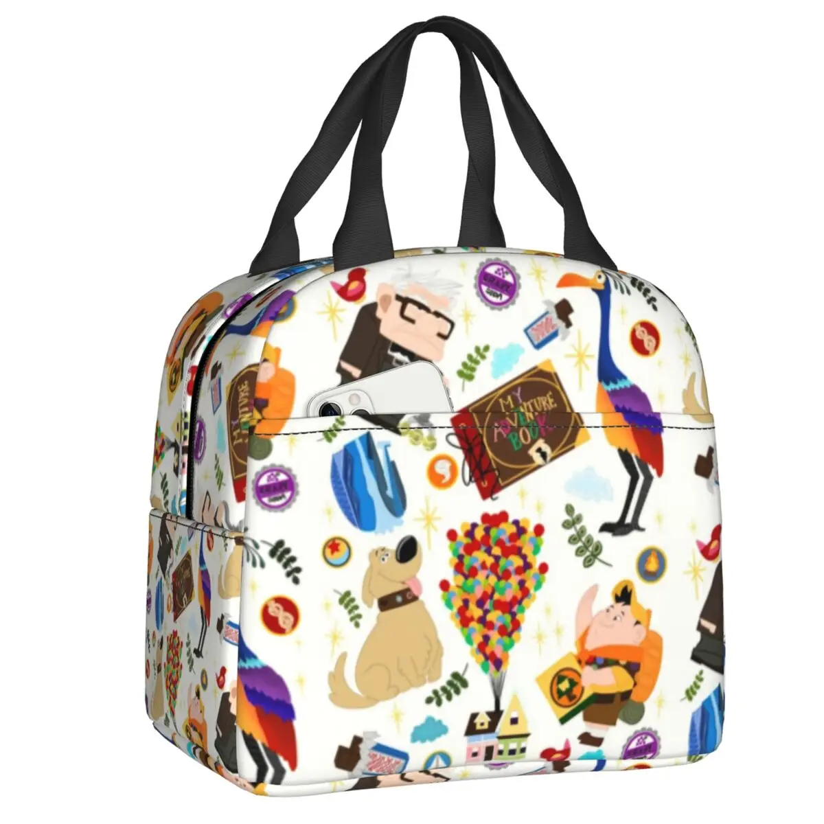 

Custom Dug Kevin Carl Russel Balloons Grape Soda Pixar Pier Lunch Bag Men Women Warm Cooler Insulated Lunch Box School Children