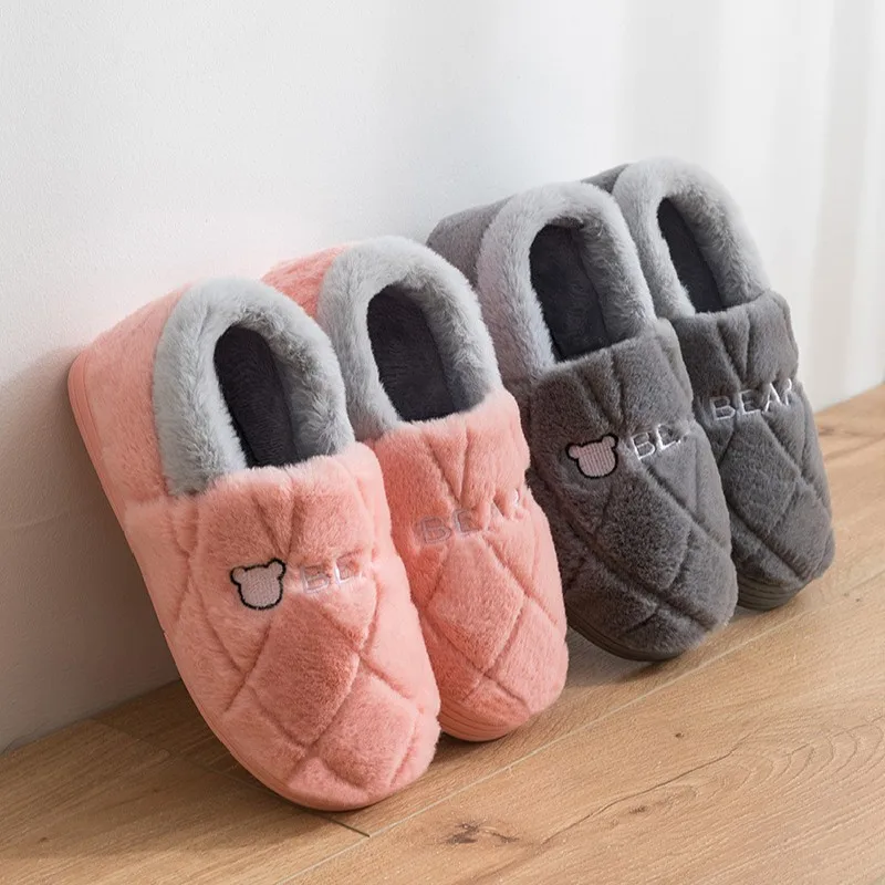 Домашние тапочки зимние теплые женские плюшевые меховые туфли 2022 парные и